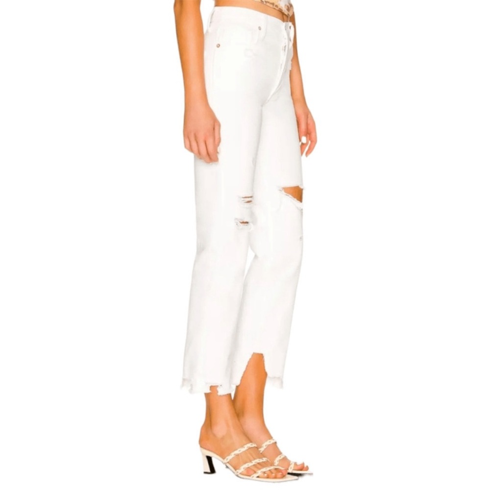 Free People We The Free size 25 Tapered Baggy Boyfriend Jeans Chalk White Denim - Picture 7 of 14